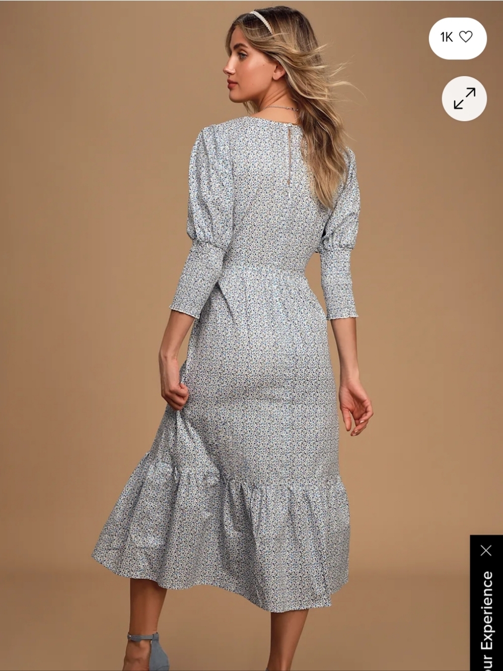 Lulu's Fresh As A Daisy Blue and White Floral Print Midi Dress - Picture 2 of 8